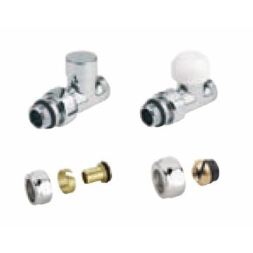 Kit de raccordement sèche-serviettes coudé thermostatique blanc